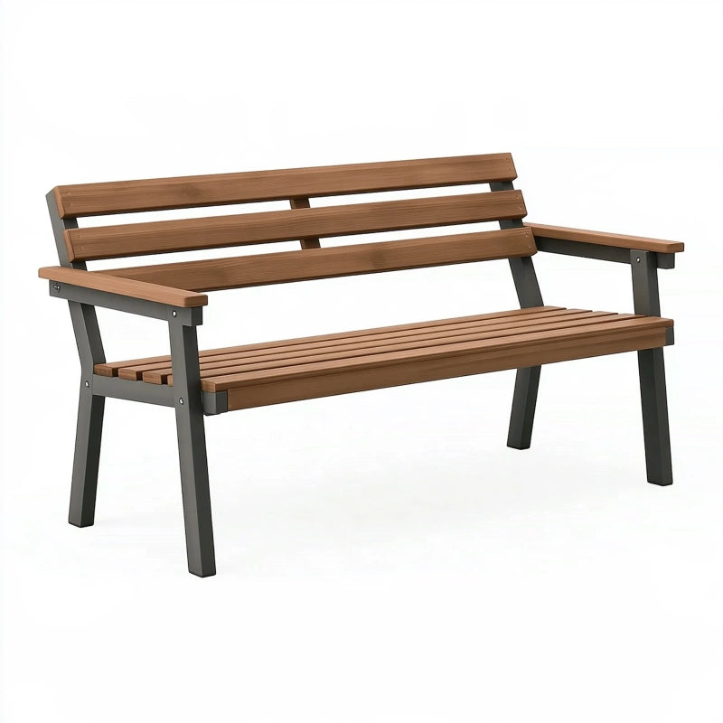 Gartenbank 150 x 65 x 88 cm Holz Metall Braun Anthrazit für Aussenbereich