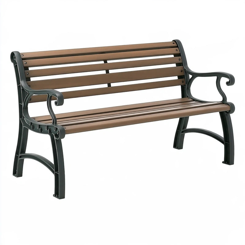 Gartenbank 150 x 60 x 85 cm Holz Metall Braun mit Armlehnen
