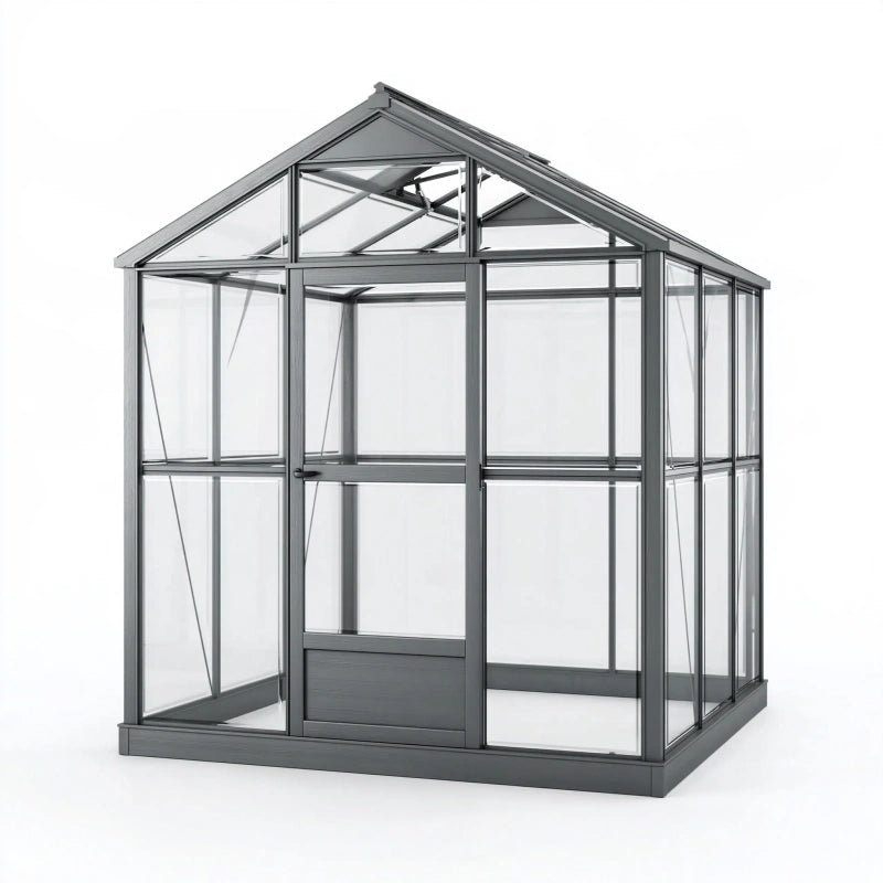 Gewächshaus 190 x 190 x 200 cm Aluminium Glas Anthrazit freistehend