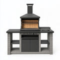 Grillstation 180 x 70 x 220 cm aus Stahl und Beton schwarz grau für Aussenküche