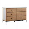 Kommode 120 x 40 x 90 cm in Holzoptik mit 6 Schubladen und Metallgestell