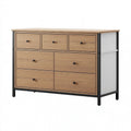 Kommode 120 x 40 x 80 cm in Eichenoptik mit Metallgestell und 7 Schubladen