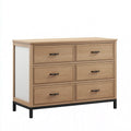 Kommode 120 x 40 x 80 cm in Naturholz mit 6 Schubladen und Metallgestell