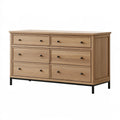 Kommode 160 x 45 x 90 cm aus Holz in Naturbraun mit 6 Schubladen und Metallgestell