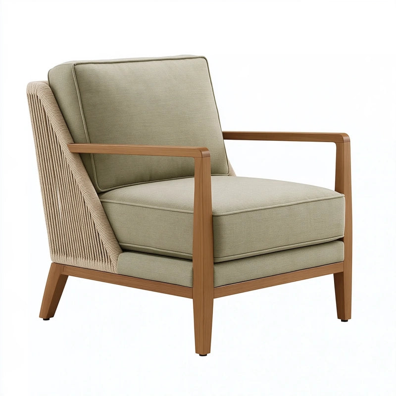 Sessel 75 x 85 x 85 cm aus Textil und Holz in Beige im modernen Wohnstil