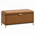Aufbewahrungsbank 120 x 45 x 50 cm in Braun mit Bezug in Lederoptik - gepolsterte Sitzbank mit Stauraum