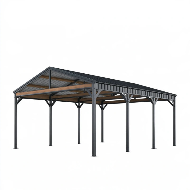 Doppelcarport 600 x 300 x 280 cm aus Stahl in Anthrazit mit Satteldach für den Aussenbereich