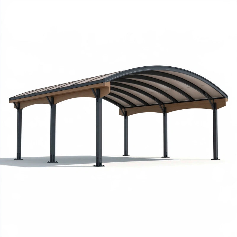Carport 600 x 300 x 270 cm aus Stahl und Polycarbonat anthrazitbraun für Aussenbereich
