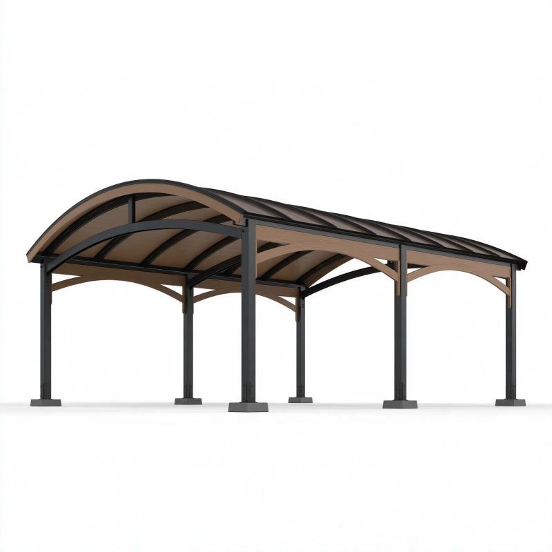 Doppelcarport 600 x 300 x 280 cm aus Stahl und Polycarbonat in Anthrazit Braun - wettergeschützter Stellplatz