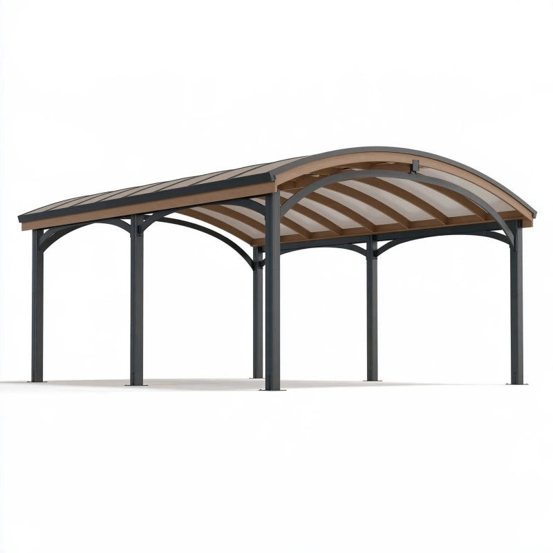 Carport 600 x 300 x 270 cm aus Metall und Polycarbonat in Anthrazit - gebogenes Dach für den Aussenbereich