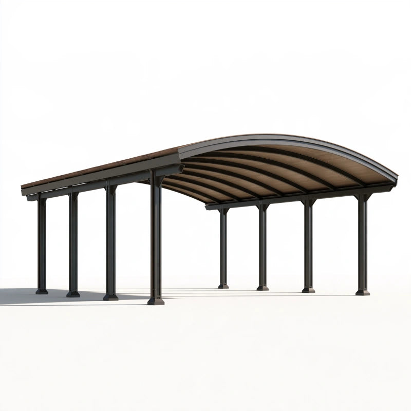 Doppelcarport 600 x 600 x 300 cm aus Stahl und Polycarbonat in Anthrazit Braun - Fahrzeugüberdachung