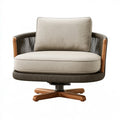 Drehsessel 82 x 78 x 86 cm mit Holzgestell in Beige und Braun
