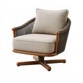 Drehsessel 78 x 82 x 88 cm in Beige und Braun mit Holzgestell und Kordelgeflecht