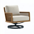 Drehsessel 80 x 85 x 90 cm Holz Rattan Beige mit Drehfunktion