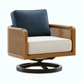 Drehsessel 82 x 82 x 78 cm Holz Geflecht Beige Schwarz moderner Loungesessel