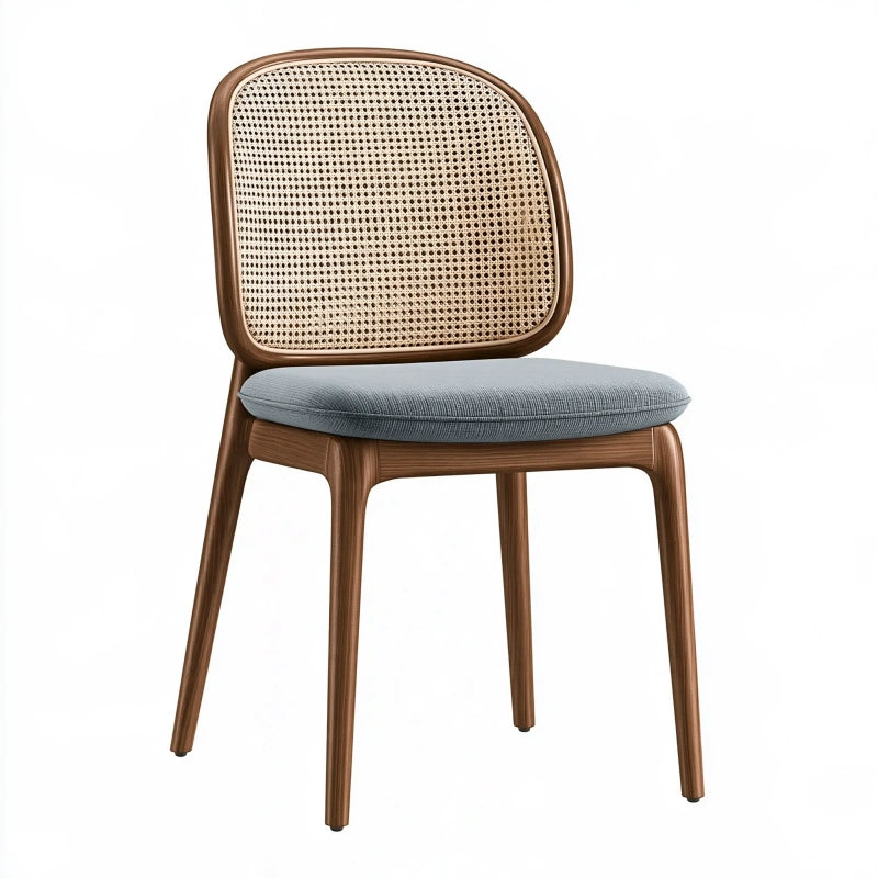 Esszimmerstuhl 48 x 54 x 82 cm Holz Rattan Braun Grau gepolstert