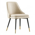 Polsterstuhl 57 x 62 x 86 cm Beige Kunstleder mit Metallbeinen für Esszimmer